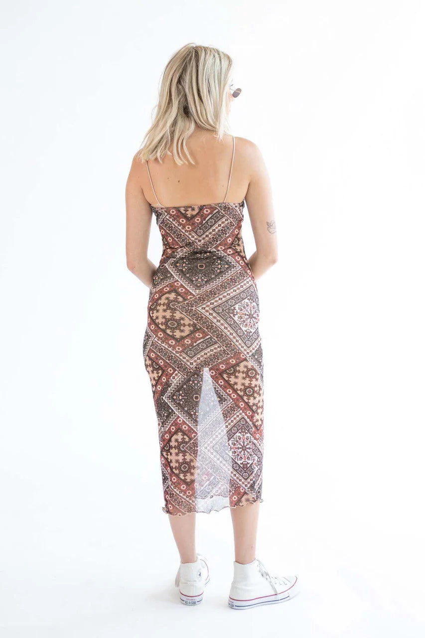 Mesh Dark Patchwork Maxi Dress