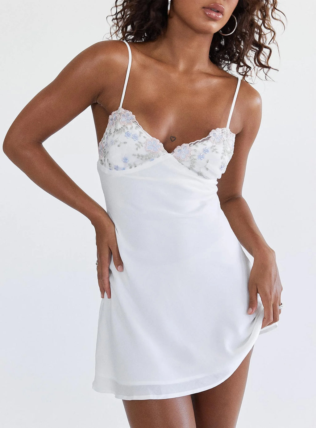 Hintz Satin Mini Dress White