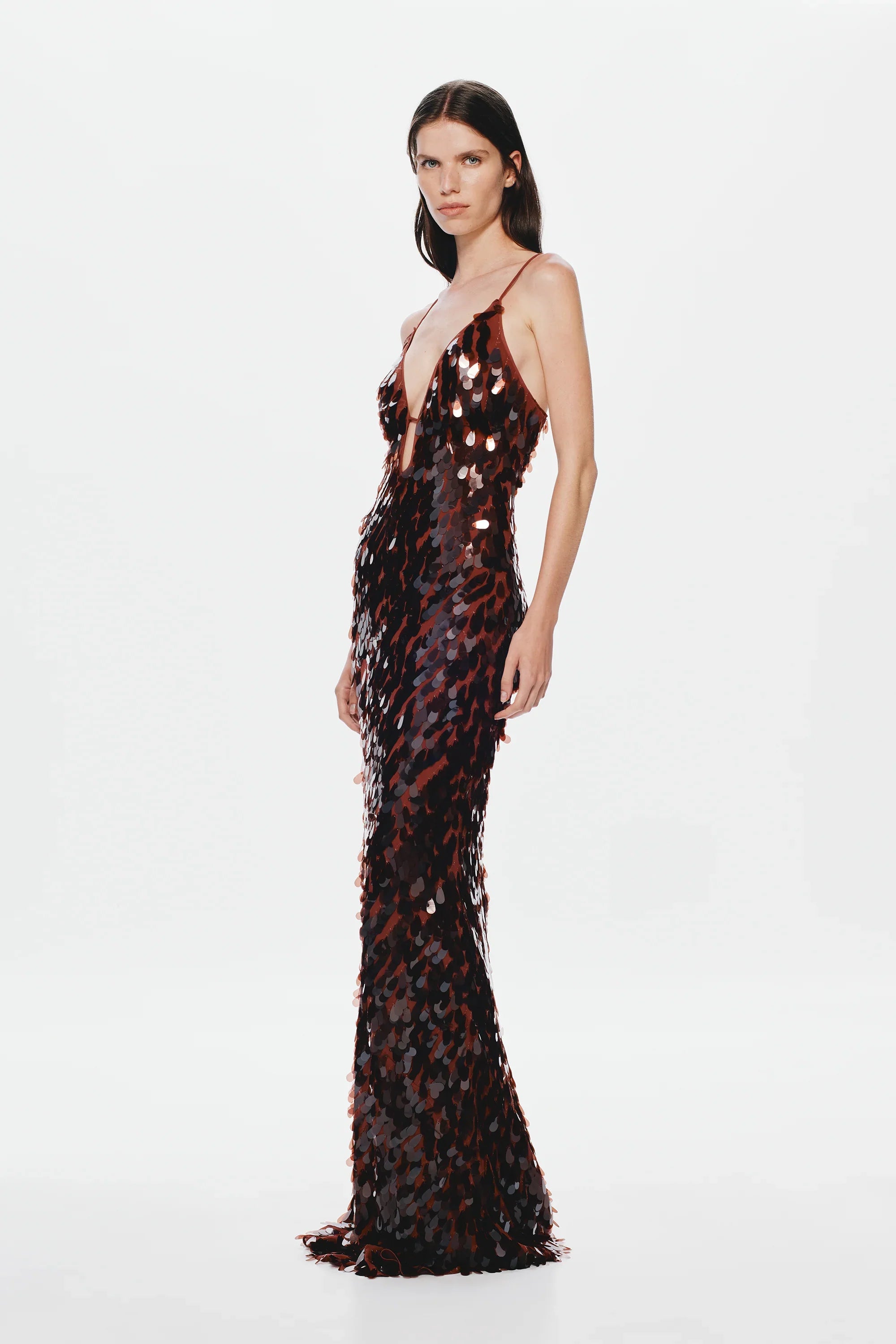 Misha Sapphire Sequin Maxi Dress - Fig