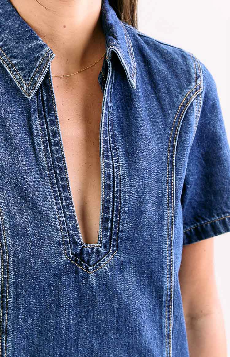 Lachie Dark Wash Denim Mini Dress