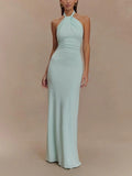 Livette - Slinky Halter Maxi Dress