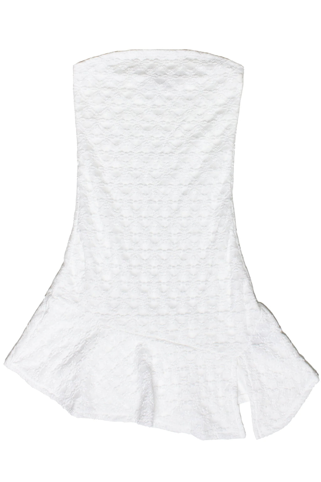 Strapless Split Hem Lace Mini Dress