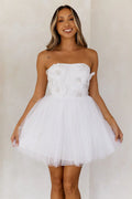 Princess Luxe Tulle Strapless Mini Dress White