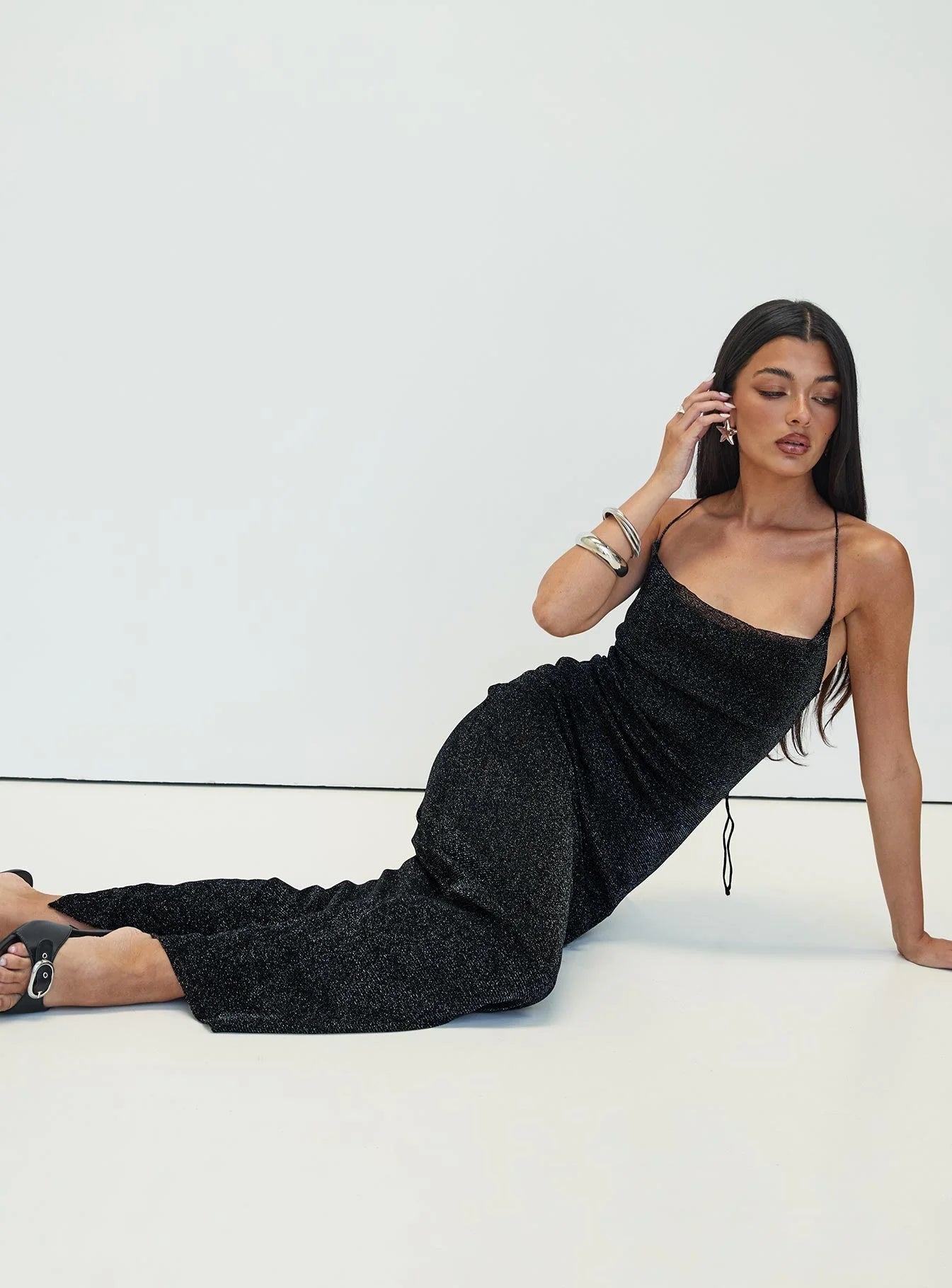 Cutting Edge Maxi Dress Black Glitter