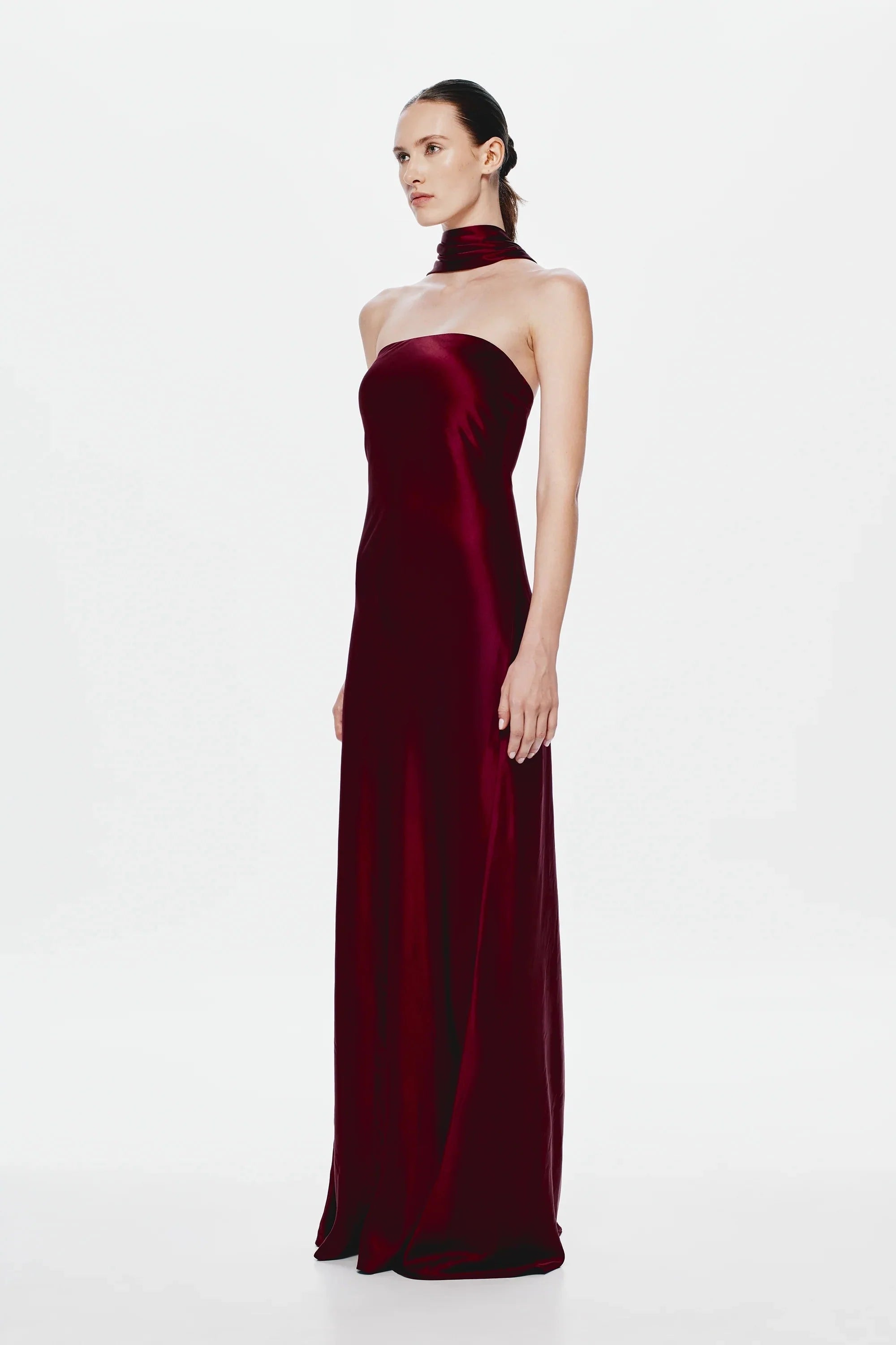 Misha Lilia Satin Gown - Port