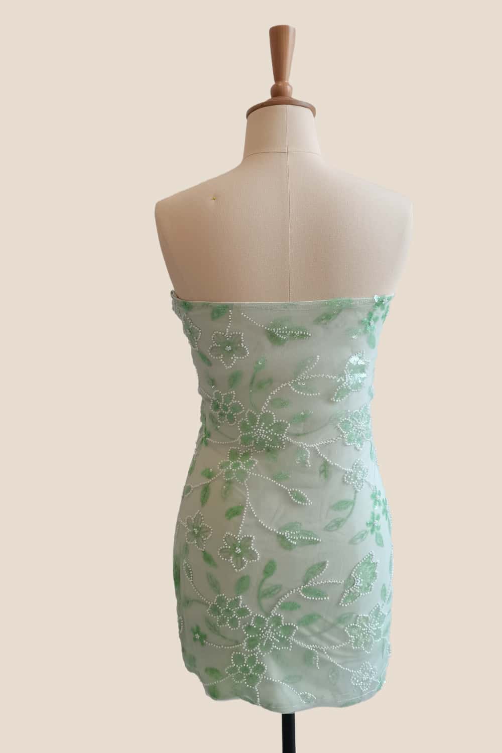 Strapless Yellow Beaded Flowers Tight Short Dress