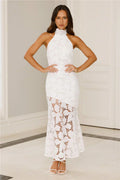 Soft Opulence Embroidered Halter Maxi Dress