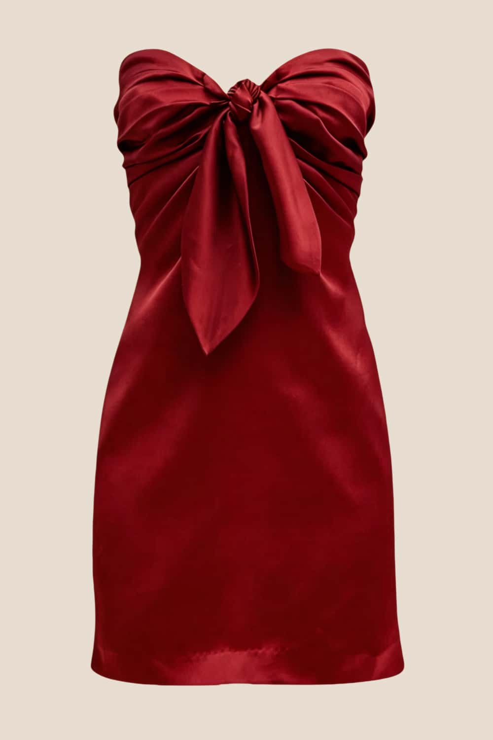 Strapless Pink Tie Front Short Dress