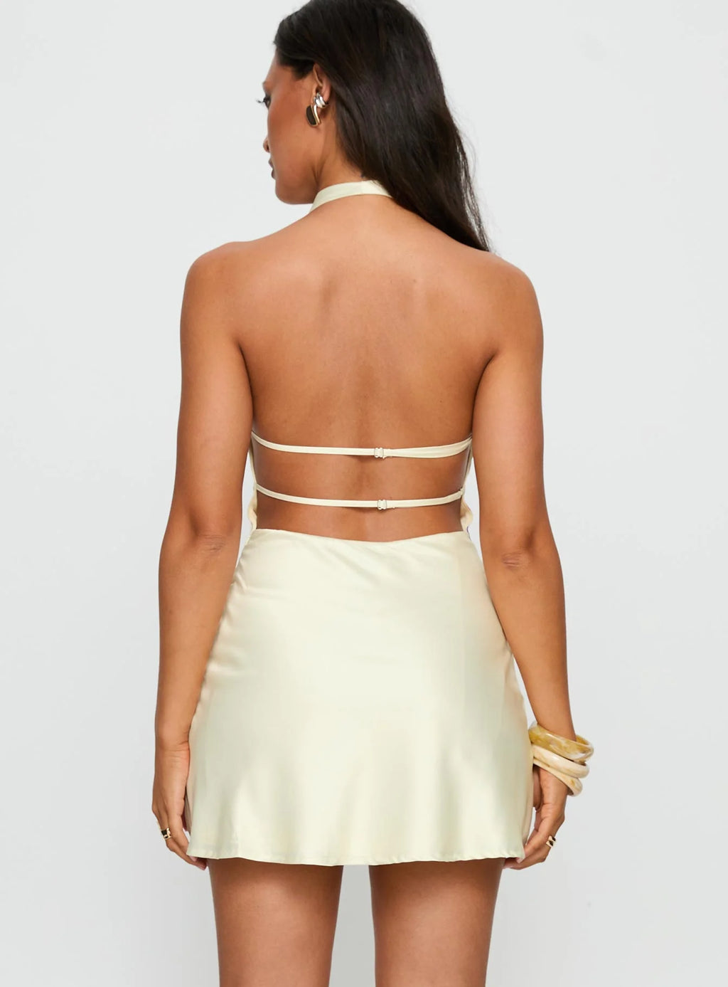 Latifah Halter Cowl Neck Mini Dress Cream Floral