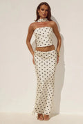 Blaine Maxi Skirt - Cream/Black Polka