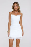 Wink Glow Mesh Lace Mini Dress White