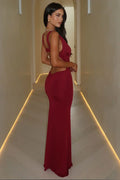 Synne V-Neck Maxi Dress - Burgundy