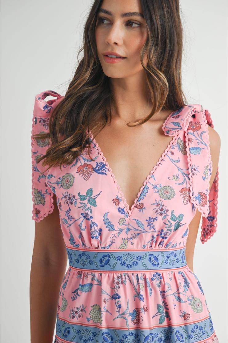 Hannah Floral Print Tiered Midi Maxi Dress