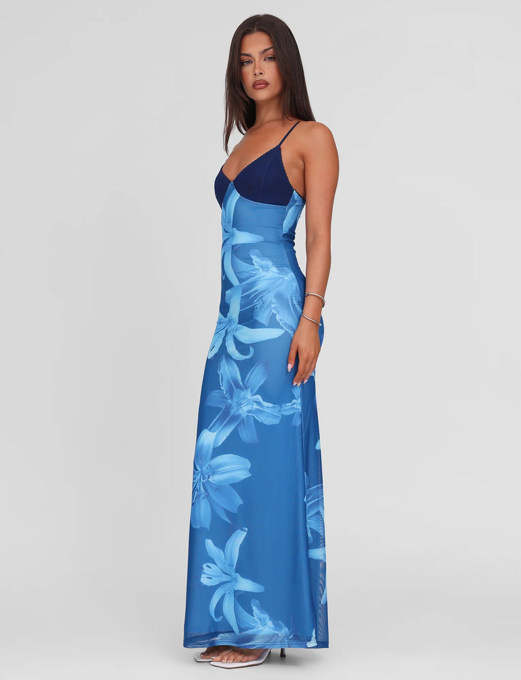 Meshira – Maxi dress with Orchid Print
