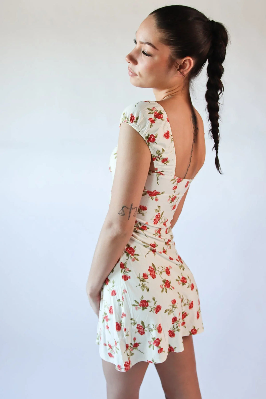 Floral Lace Trim Mini Dress
