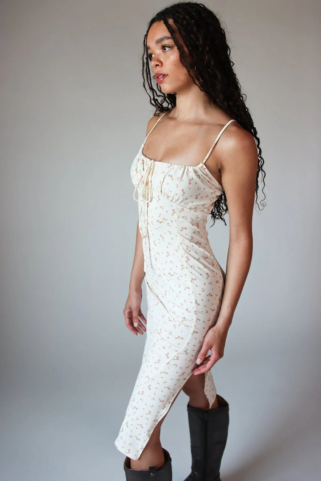 Sleeveless Floral Milkmaid Midi Dress