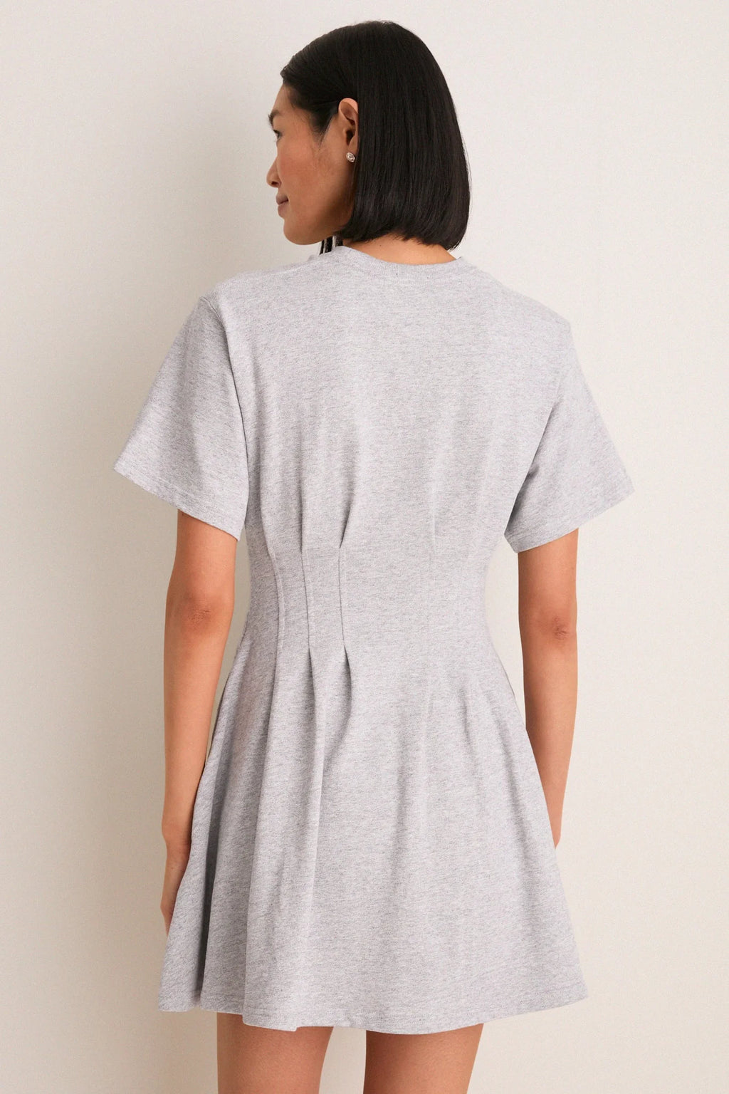 Cobblestone Heather Jersey Knit Crewneck Mini Dress
