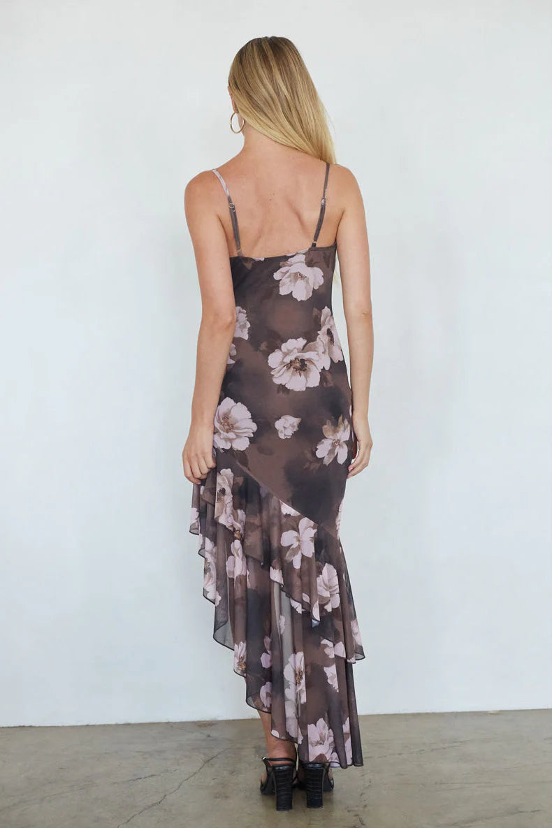 Stormi Mesh Floral Midi Dress