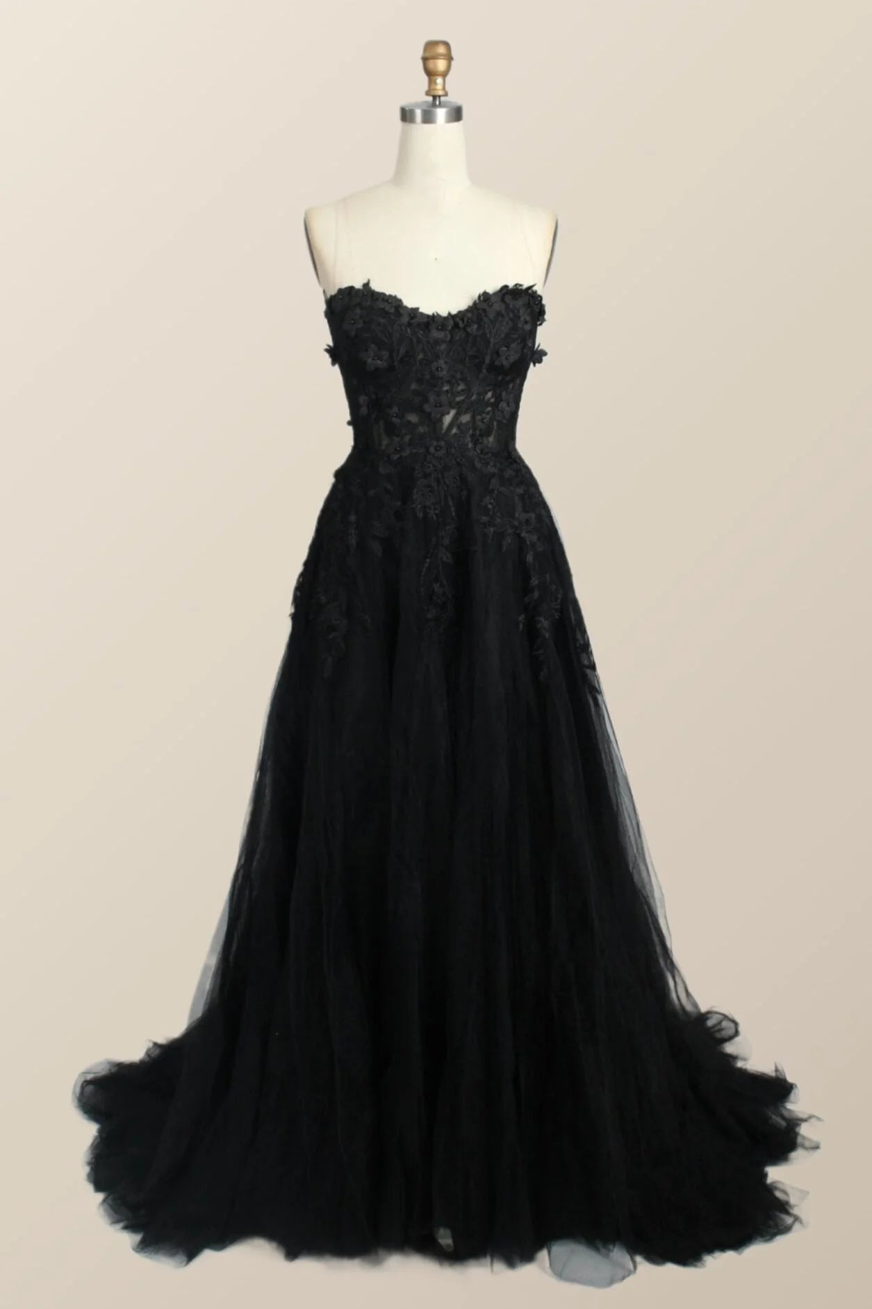 Light Blue Floral Embroidery Strapless A-line Formal Dress