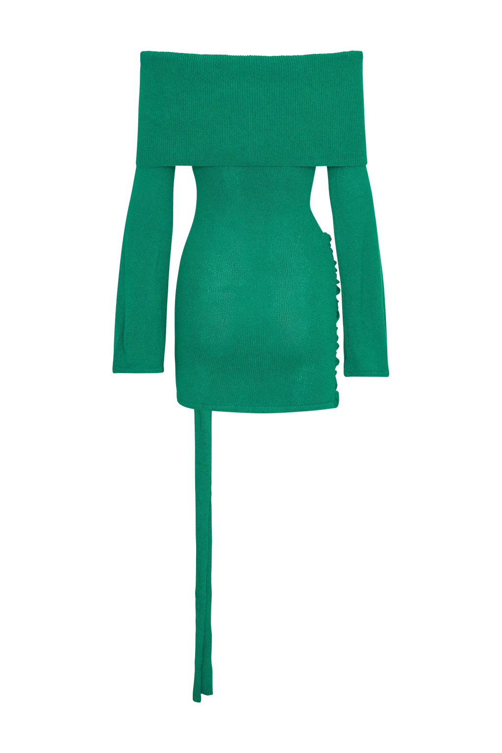 Camryn Off Shoulder Tie Knit Mini Dress - Green