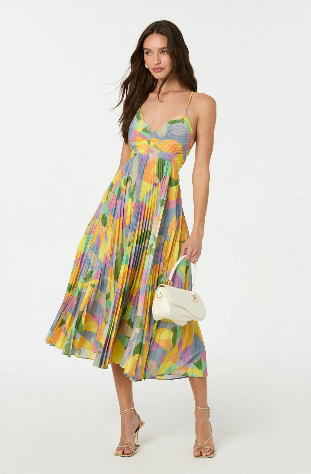 Lisa – Pleated maxi dress with floral print
