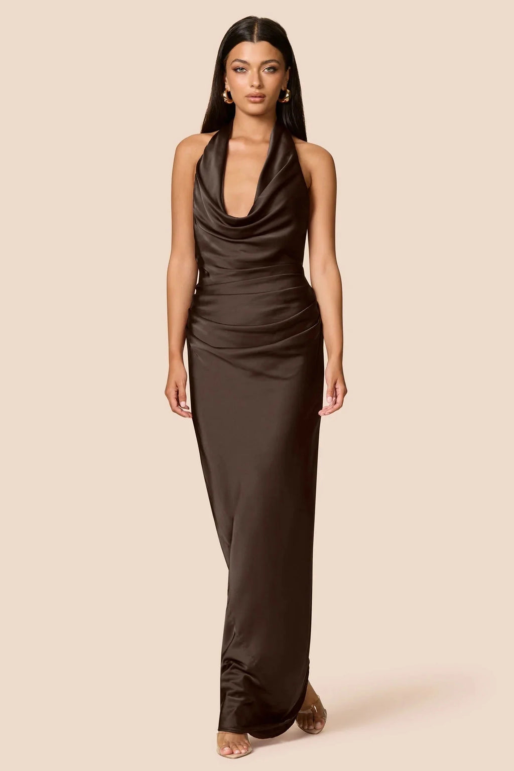 Nookie Penelope Drape Gown - Chocolate