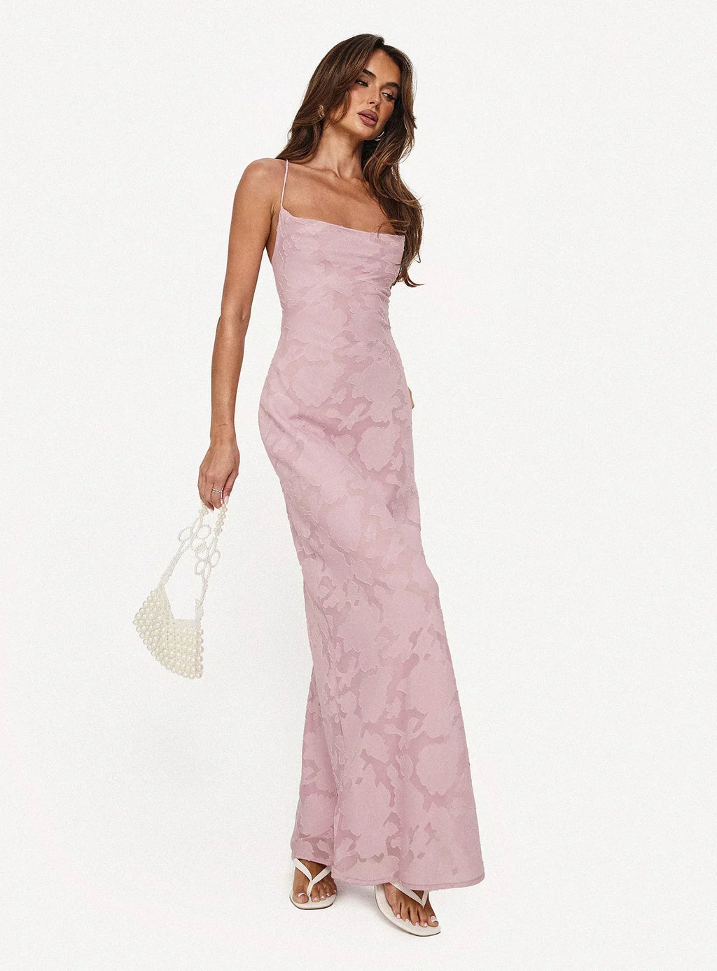 Celena Maxi Dress Light Pink Burnout