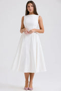 white twill midi sundress
