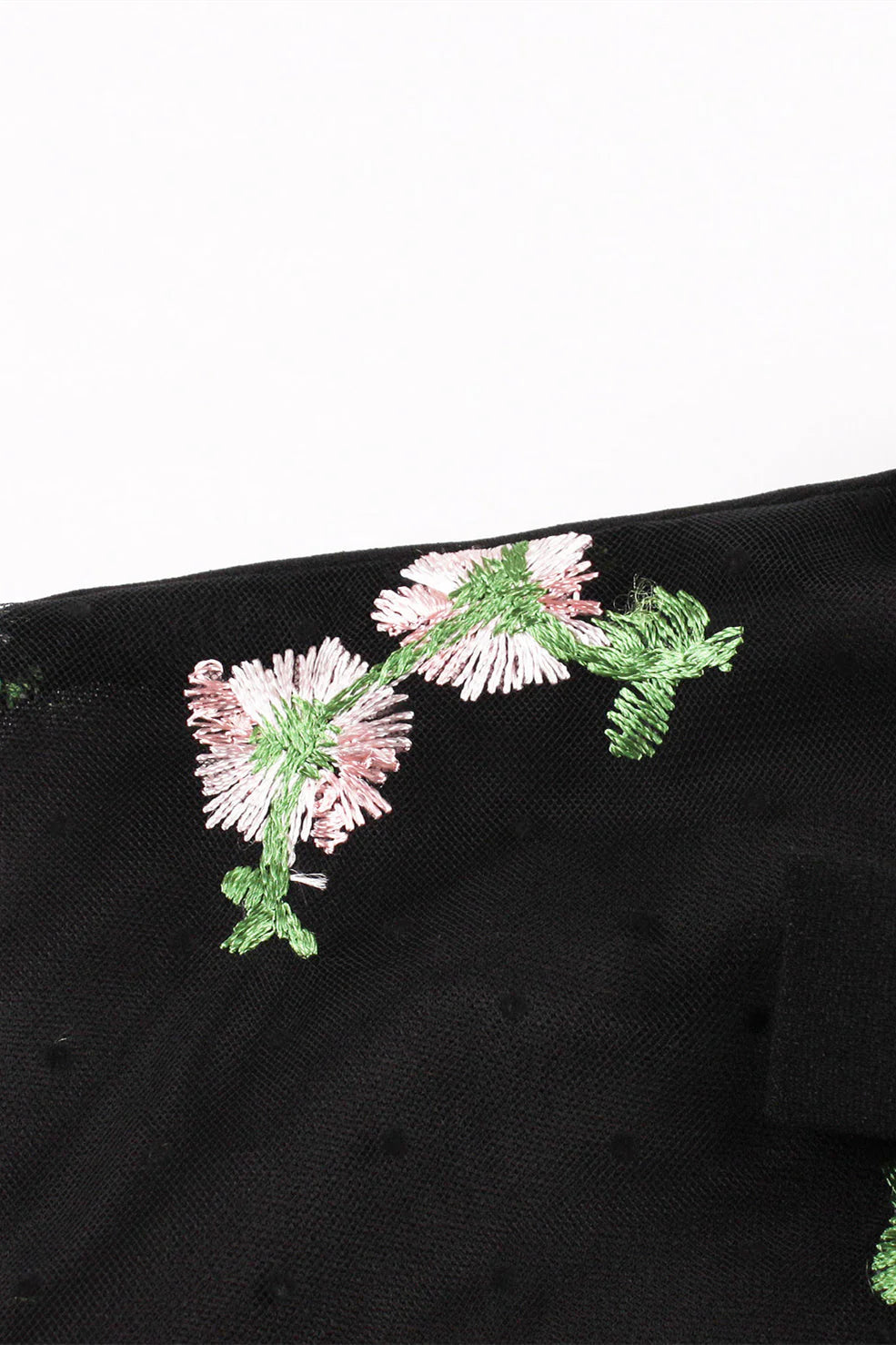 High Neck Embroidery Black Swing Dress