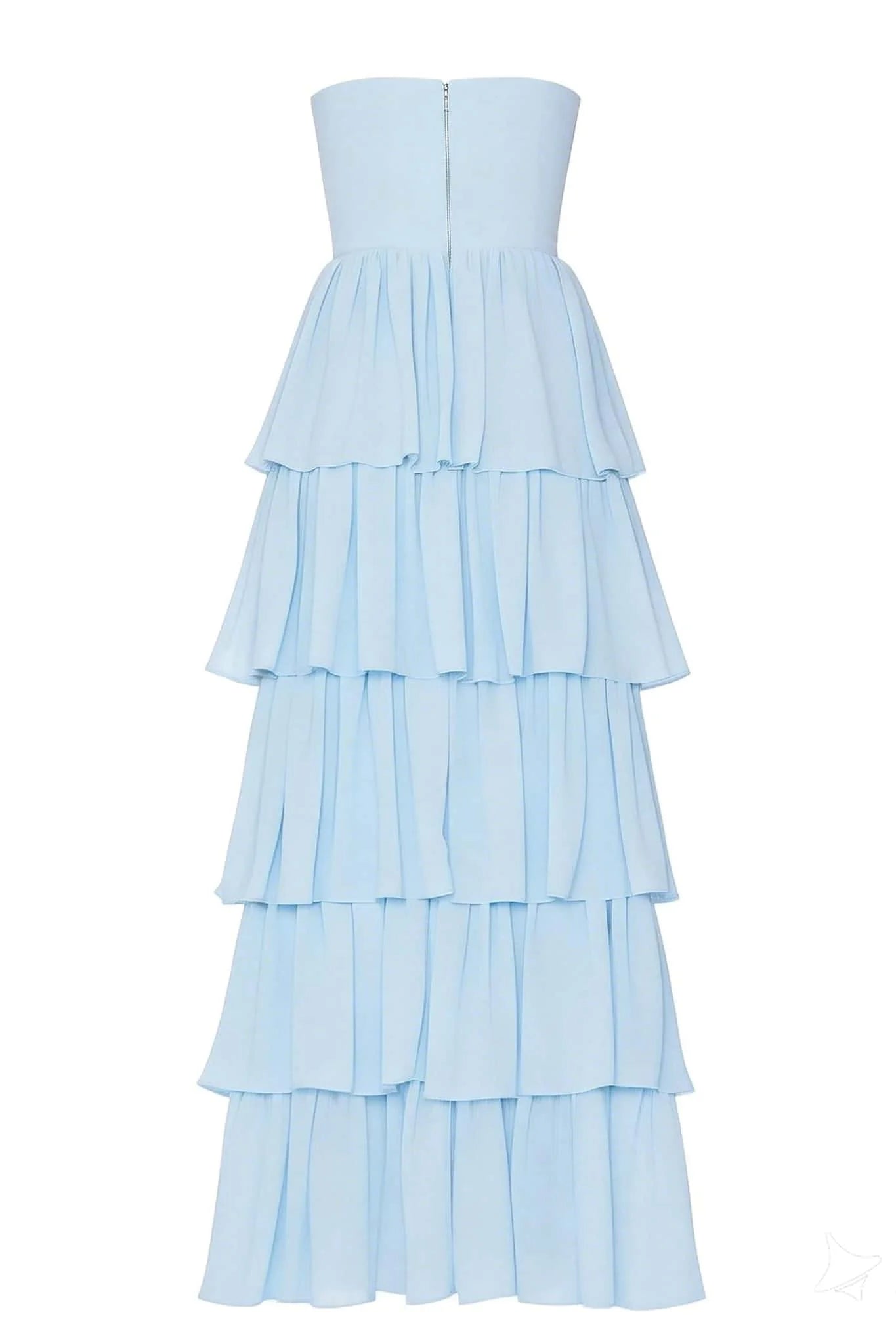 Light Blue Chiffon Sweetheart Ruffle Long Dress