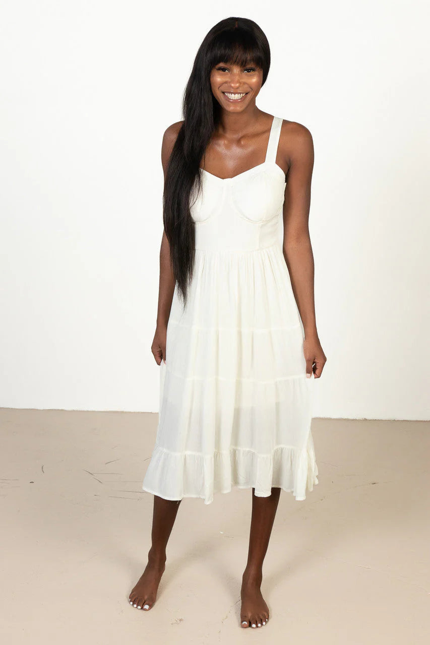 Ivory Satin Bustier Dress