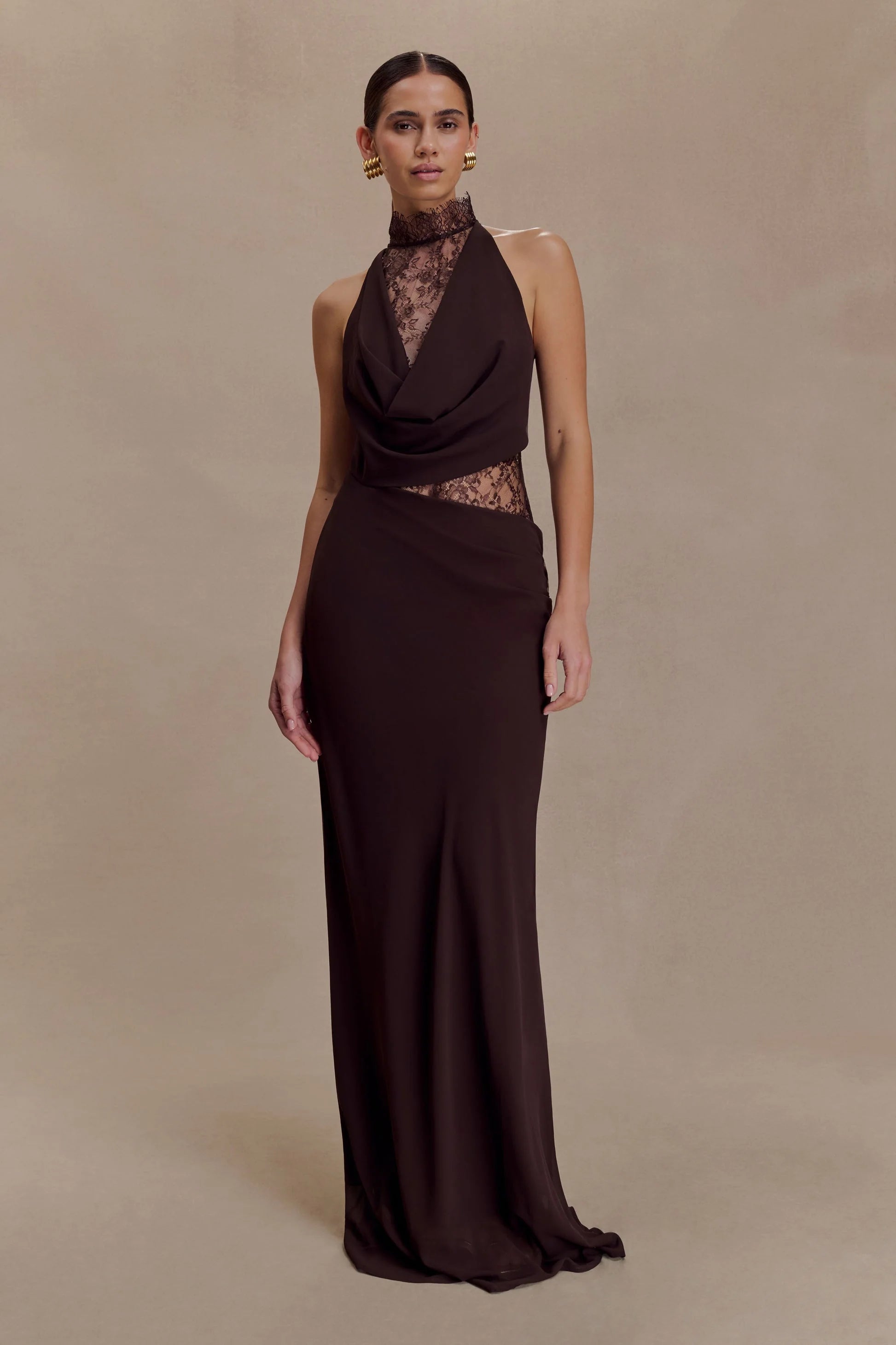 Livette - Lace Halter Maxi Dress