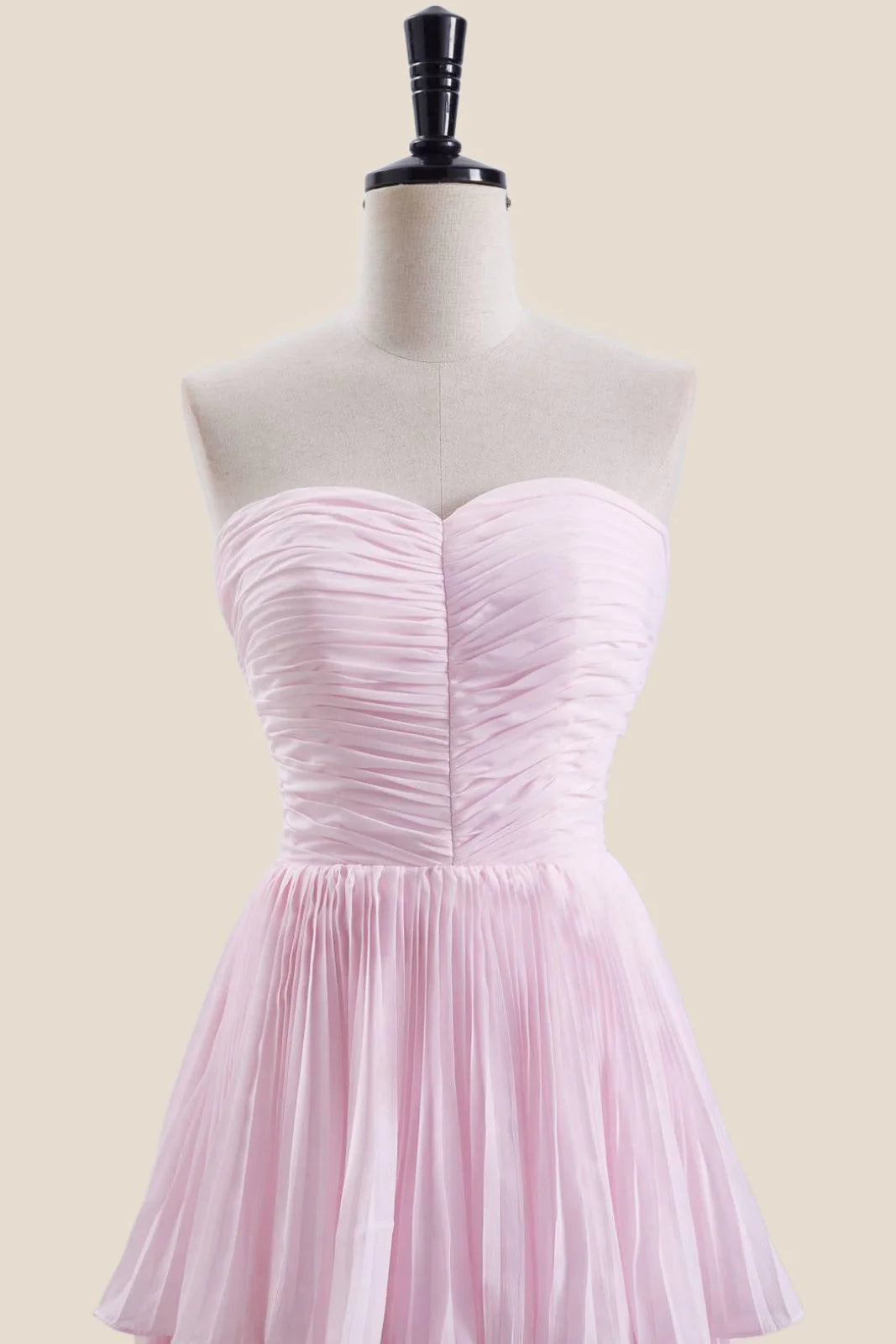 Strapless Sage Pleated Tiered Long Party Dress