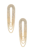 Crystal Drape Fringe Earrings - Gold