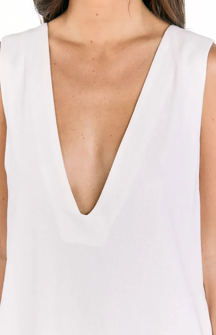 Wynn White Linen Shift Mini Dress