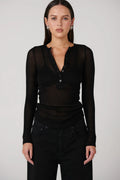 Xavier Button Top - Black