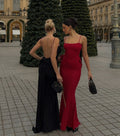Gwendolyn Glitter Knit Bow-Back Mermaid Dress