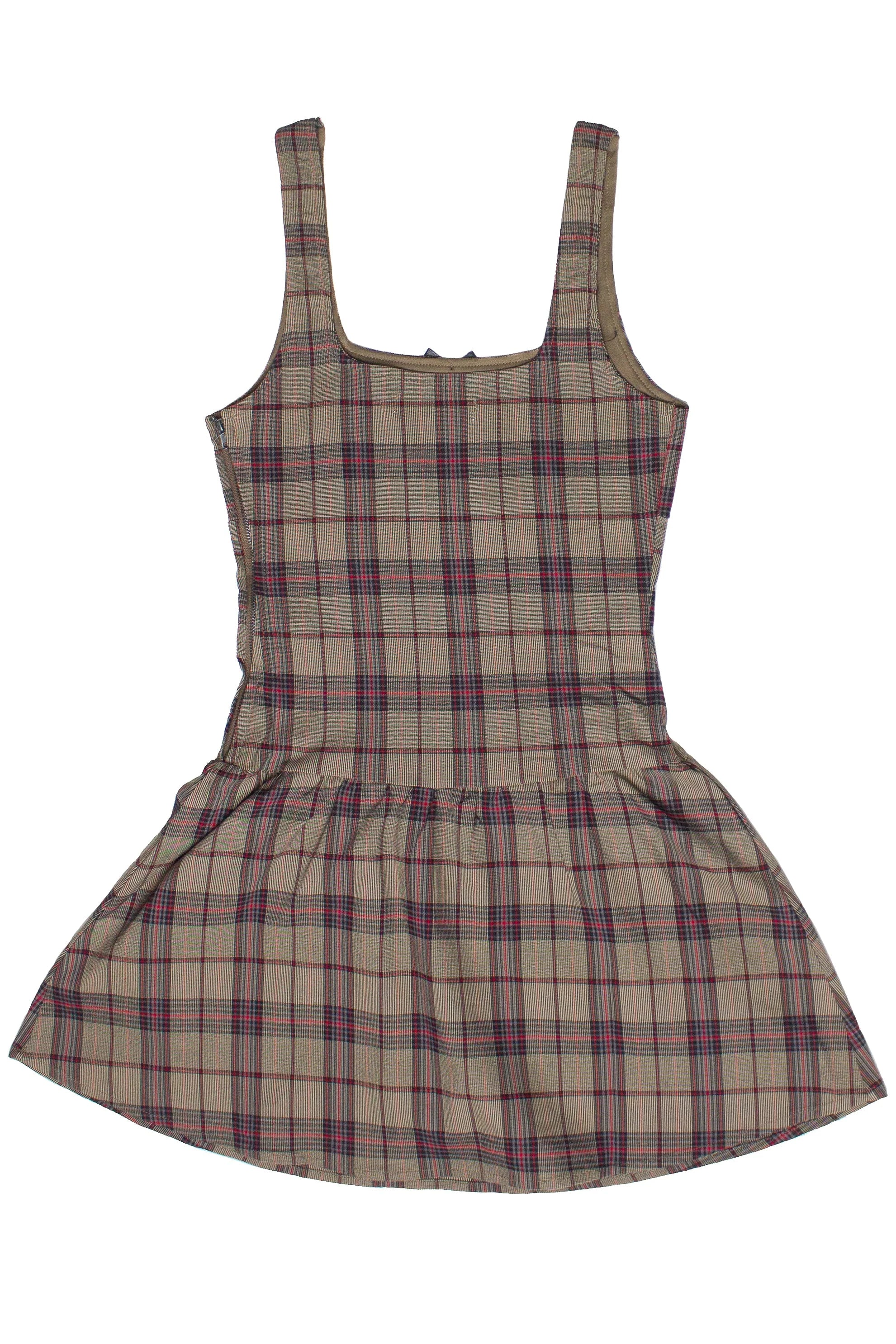 Drop Waist Plaid Mini Skort Dress