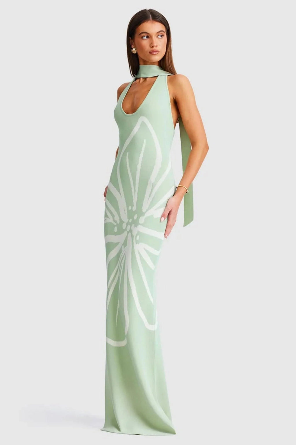 Jemima Halterneck Maxi Dress - Sage