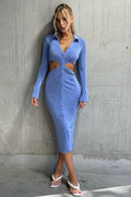 Giselle Long Sleeve Midi Dress - Periwinkle