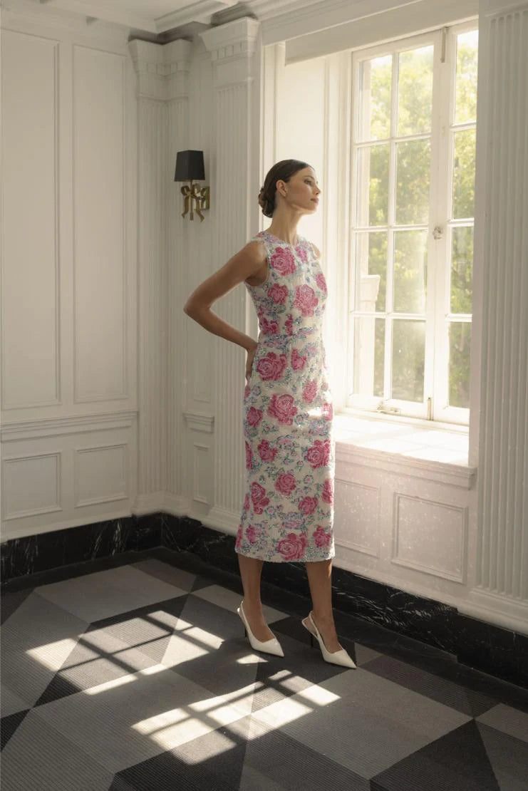 Charlotte Floral Sequin Midi Dress