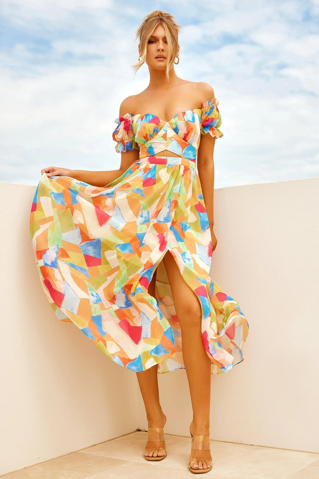 Fresh Start Midi Dress - Yellow Multi