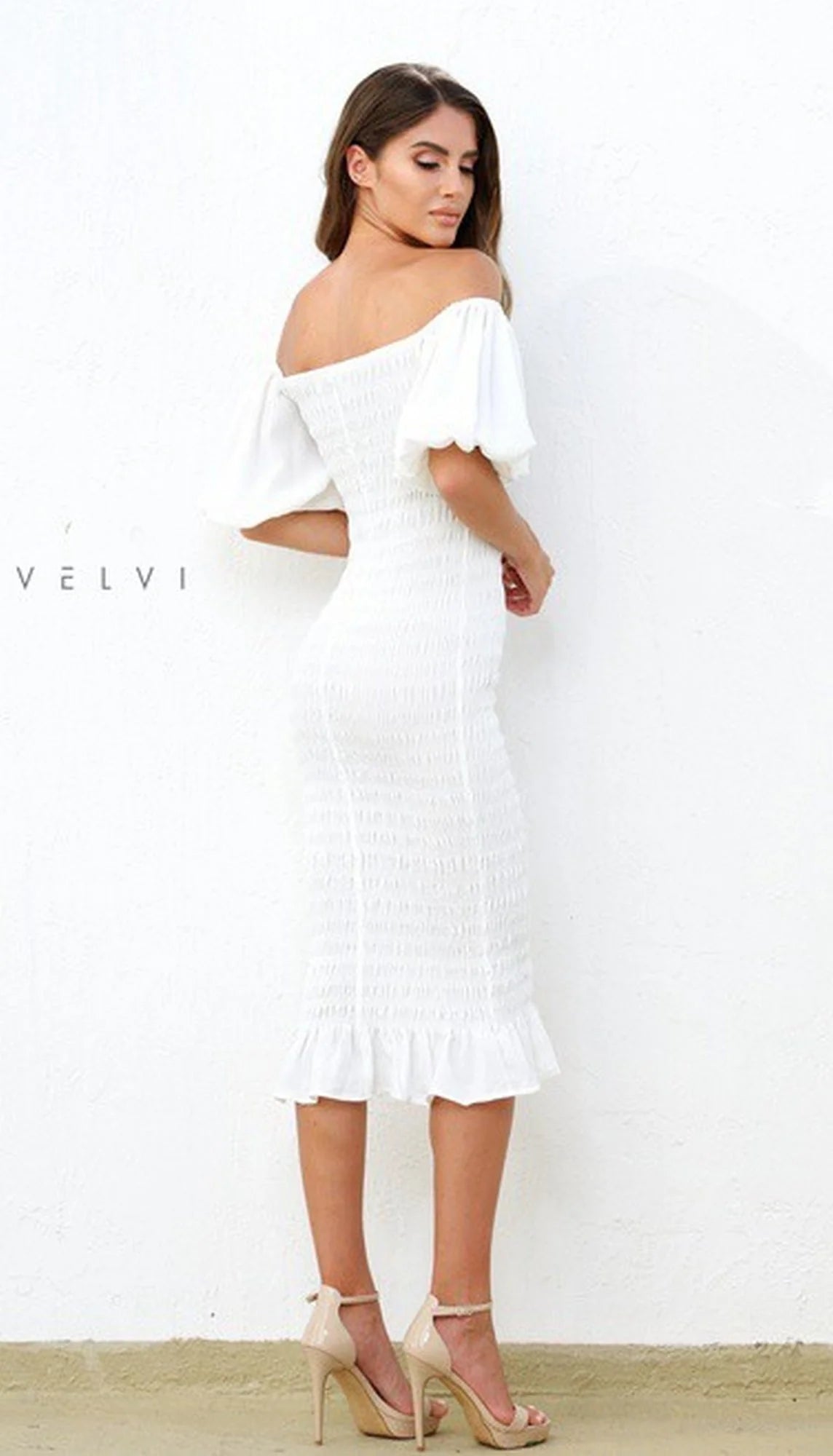 Skyla by Velvi Midi Wedding Guest Dress