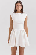 white open back mini dress