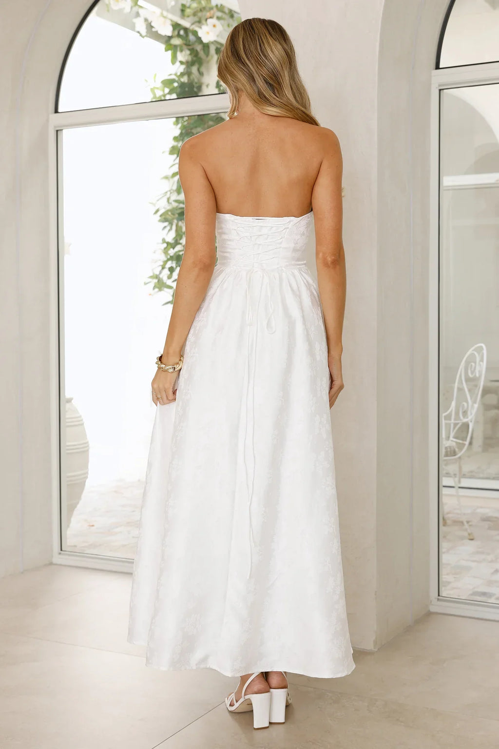 Dancing In Magic Strapless Maxi Dress White