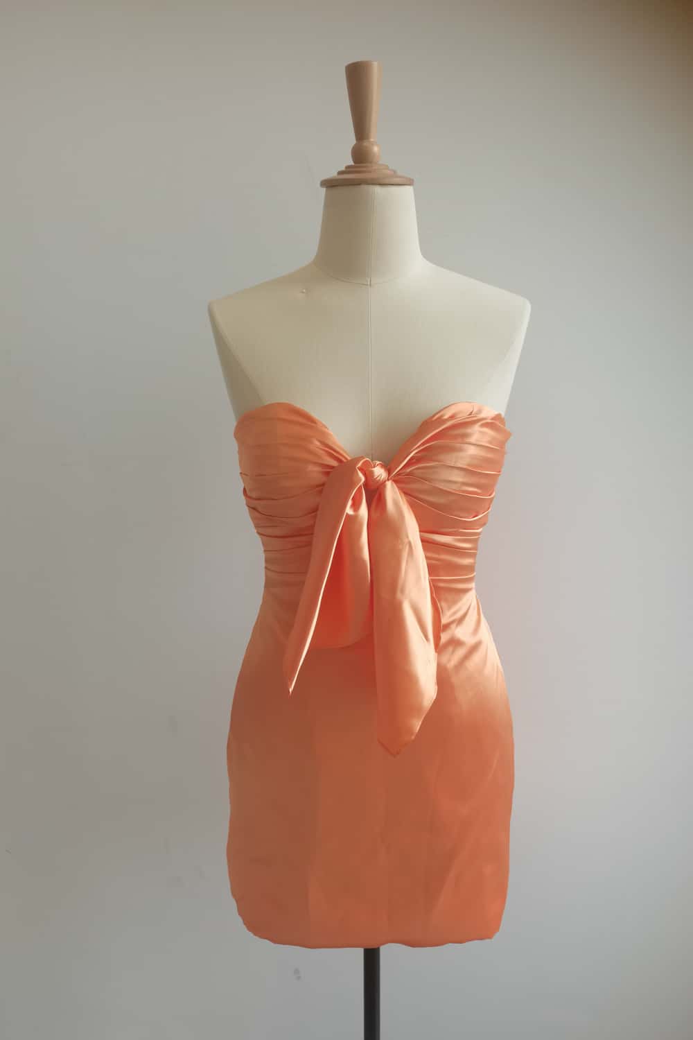 Strapless Yellow Tie Front A-line Short Dress