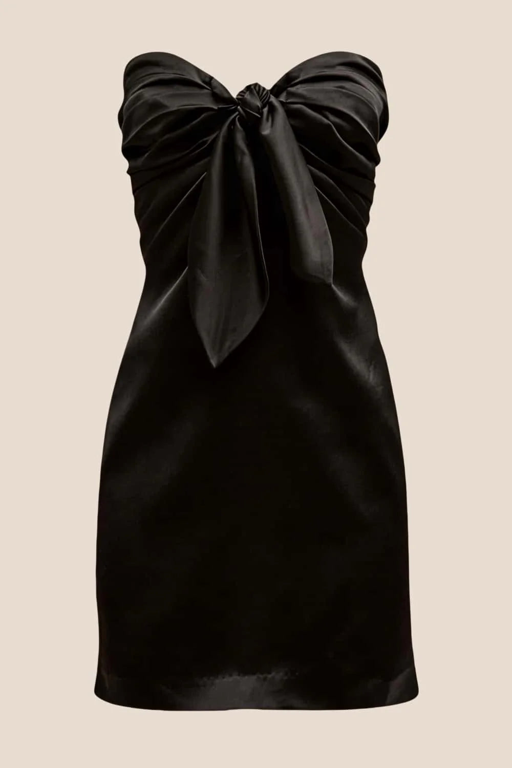 Strapless Yellow Tie Front A-line Short Dress