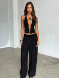 Mireza – Halter top &amp; wide leg set with open details