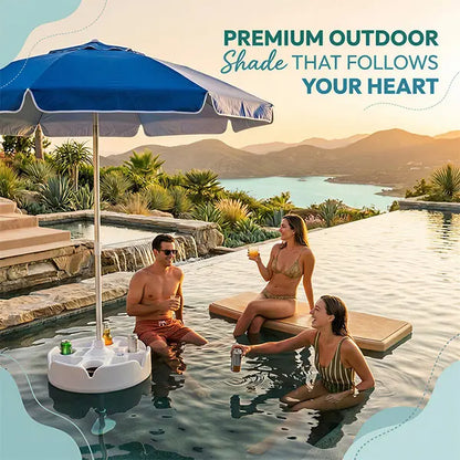 Floating Pool Umbrella with Bar and Base, Portable Pool Bar Table Umbrellas with Cup Holder & Phone Stand, Floating Poolside Shade, Included Easy Carry Bag, for Inside of Pool, Swimming Area, Lake House, Beach, Summervibes, DealsForYouDays