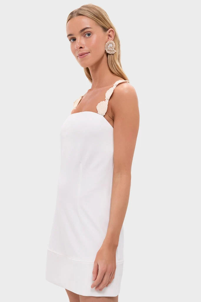 Off White Embroidered Mini Dress